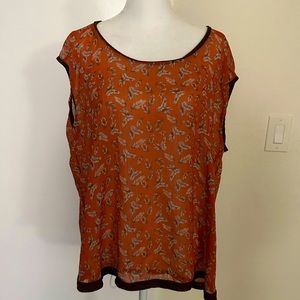 Sheer feather print flowy top